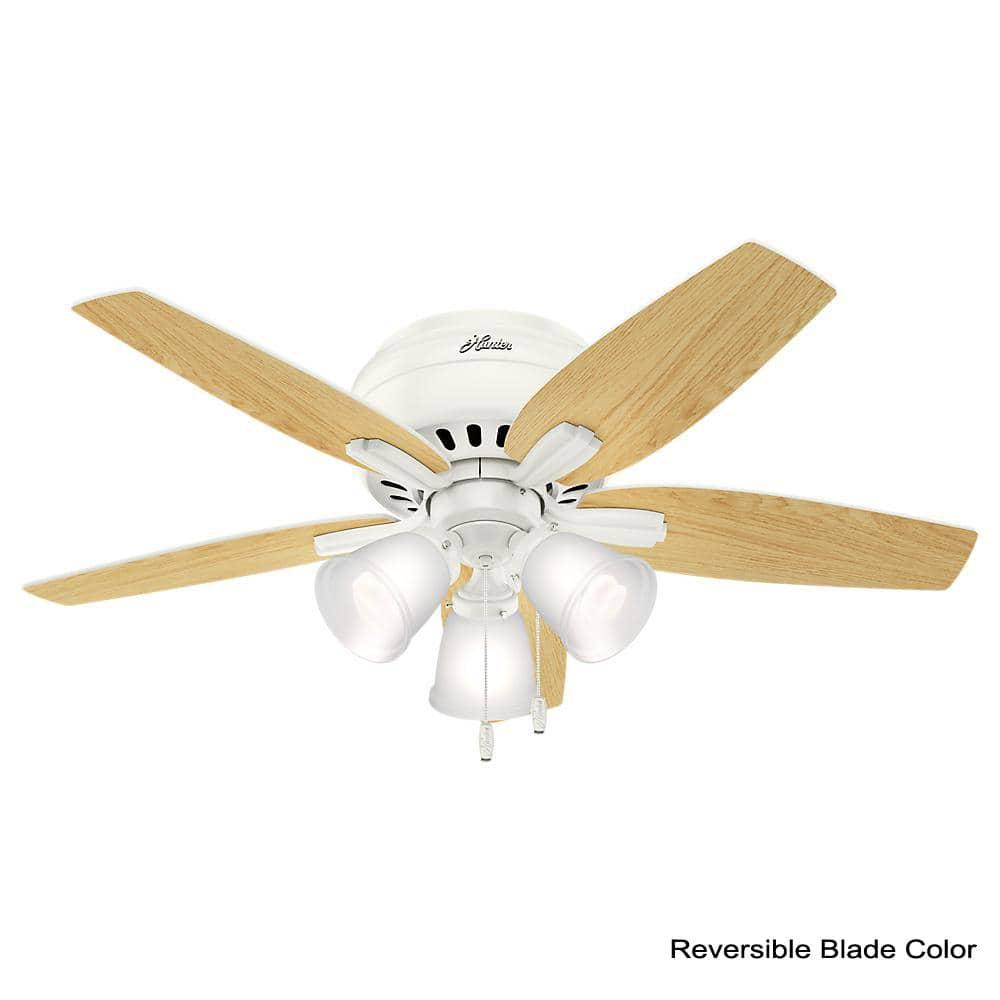 Hunter Fan Newsome 42" 5 - Blade Traditional Indoor Flush Mount Ceiling Fan with Lights and Pull Chains