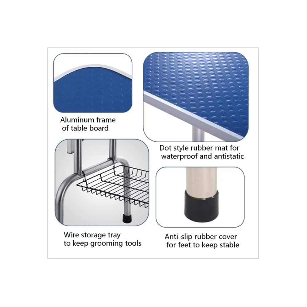 Blue Heavy-Duty Stainless Steel Folding Pet Grooming Table