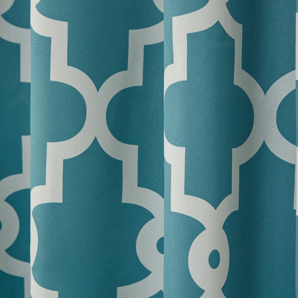 Set of 2 63"x52" Ironwork Sateen Woven Room Darkening Window Curtain Panel Teal - Exclusive Home