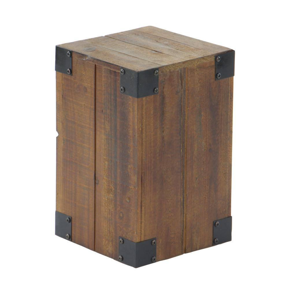 Set of 5 Farmhouse Wood Pedestal Tables Brown - Olivia & May: Indoor Accent Furniture, No Assembly Required