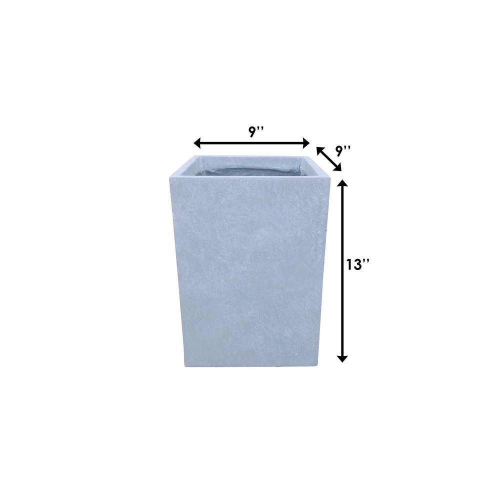 Rosemead Home & Garden, Inc. 9" Wide Kante Lightweight Modern Square Concrete/Fiberglass Indoor Outdoor Planter Box Slate Gray