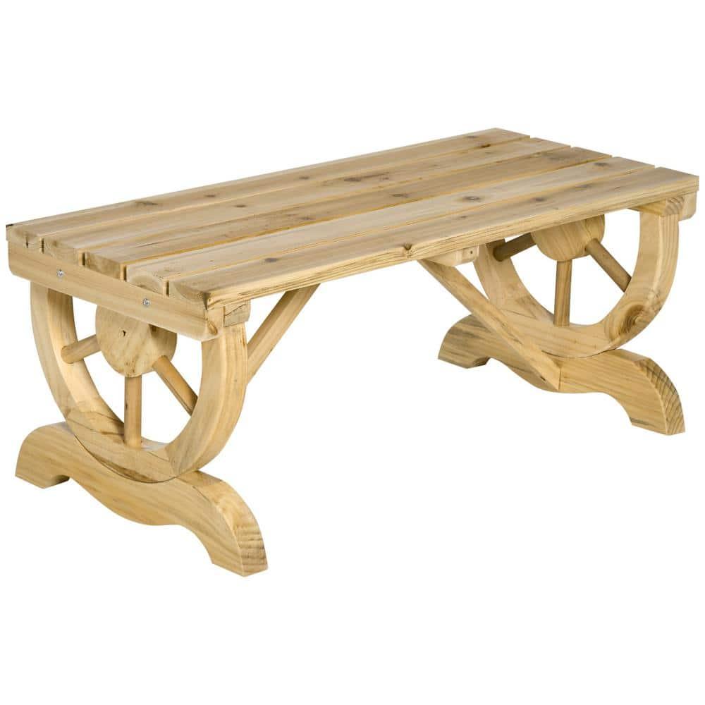 Millwood Pines Outdoor Wagon Wheel Porch Bench For Backyard Garden