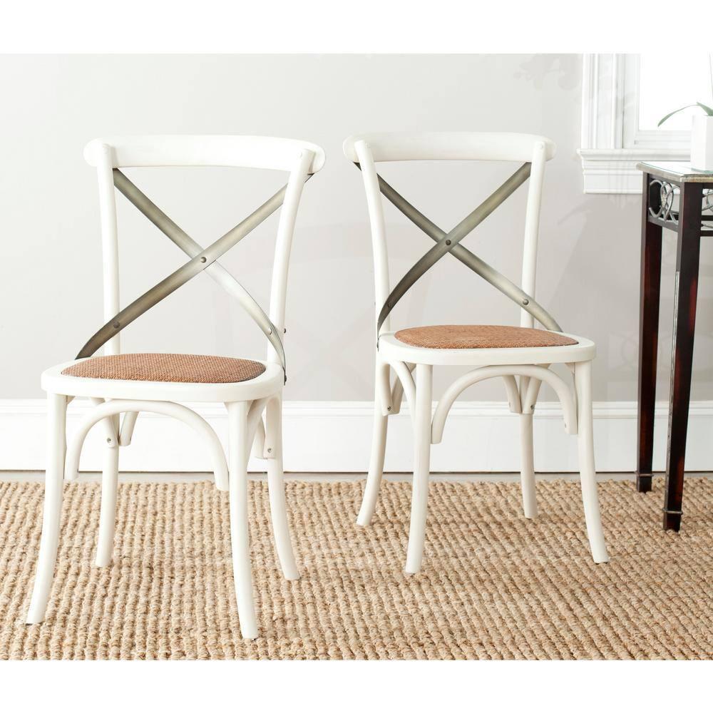 Franklin 18" H X-Back Farmhouse Dining Chair (Set of 2) - AMH9501 - Antique White - Safavieh Couture