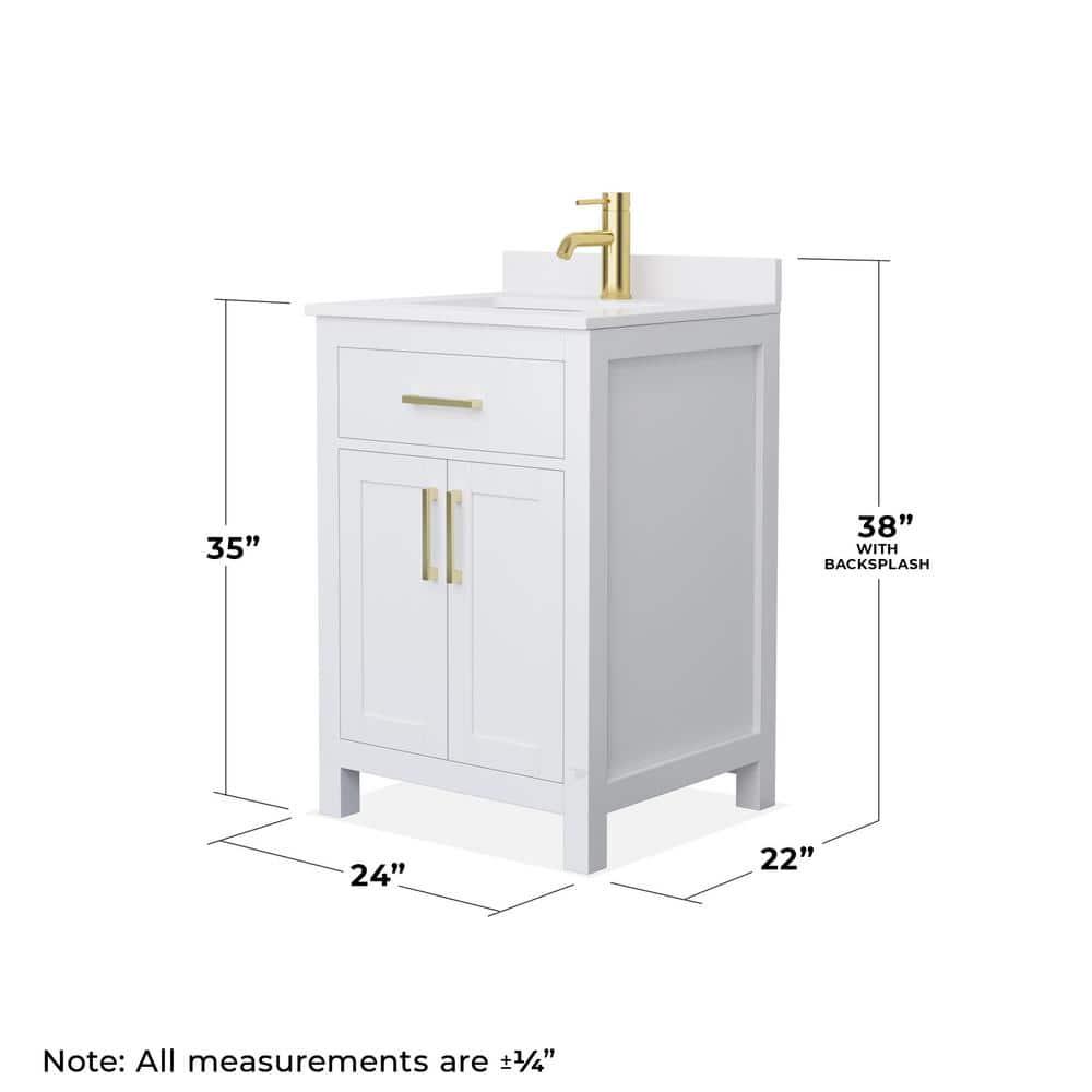 Wyndham Collection Beckett 24" Freestanding Single Bathroom Vanity with Cultured Marble Top