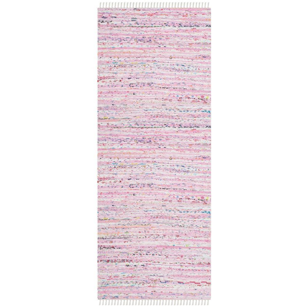 Rag Rug RAR125 Hand Woven Indoor Runner Rug - Light Pink/Multi - 2'3"x6' - Safavieh.