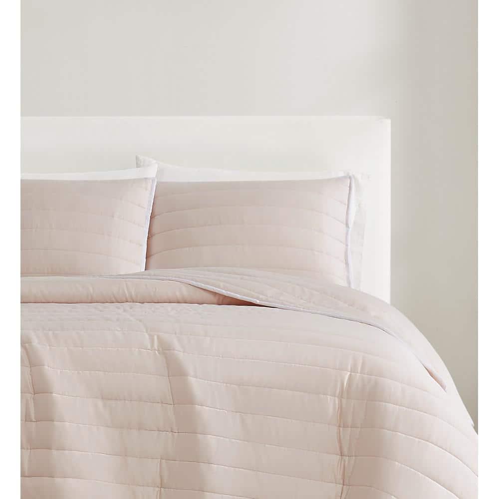 Blush Cotton Full Quilt Set with Polyfill and Shams