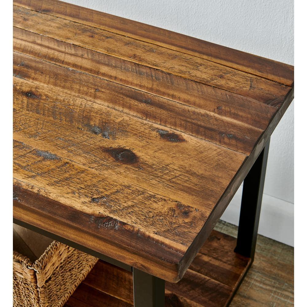 Claremont Rustic Wood Coat Hook and Bench Set Dark Brown - Alaterre Furniture: Mudroom Organizer with Shelf