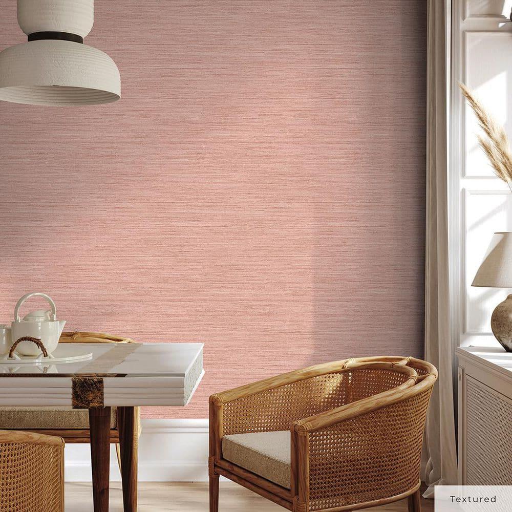 Tempaper & Co.® Fauz Horizontal Grasscloth Removable Peel and Stick Wallpaper, Textured Salmon, 28 sq. ft.: Vinyl, Prepasted