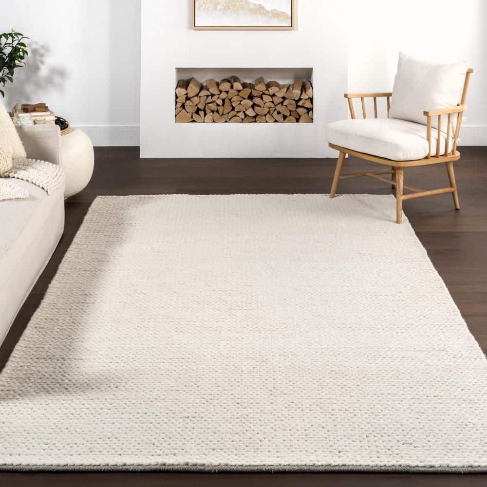 nuLOOM Penelope Braided Wool Off White 5' x 8' Farmhouse Area Rug