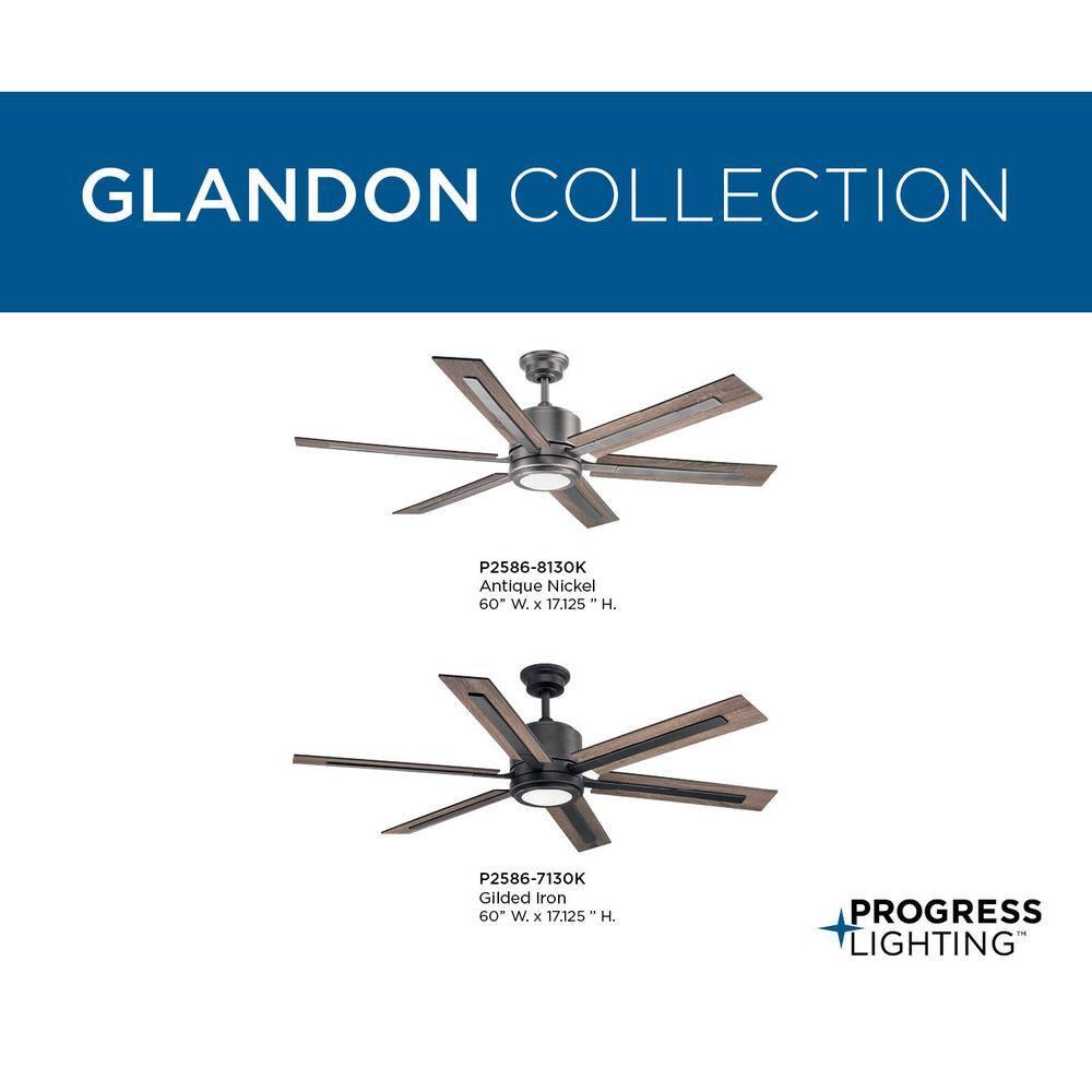 P2586-8130K-Progress Lighting-Glandon - Wide - Ceiling Fan - 1 Light - Handheld Remote in Transitional style - 60 Inches wide by 17.13 Inches