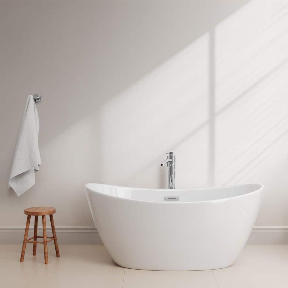 Dorrit 60" x 32" Freestanding Soaking Acrylic Bathtub with Faucet