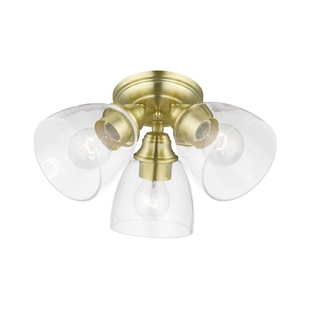 Livex Lighting Montgomery 3 - Light Flush Mount in  Satin Brass
