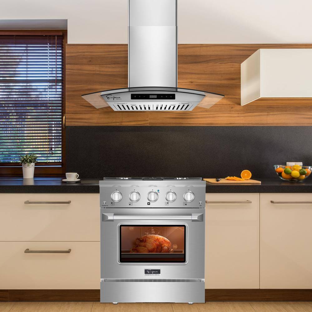 Empava Empava 30" Stainless Steel 400 CFM Convertible Wall Range Hood with Baffle Filter EMP-30RH06