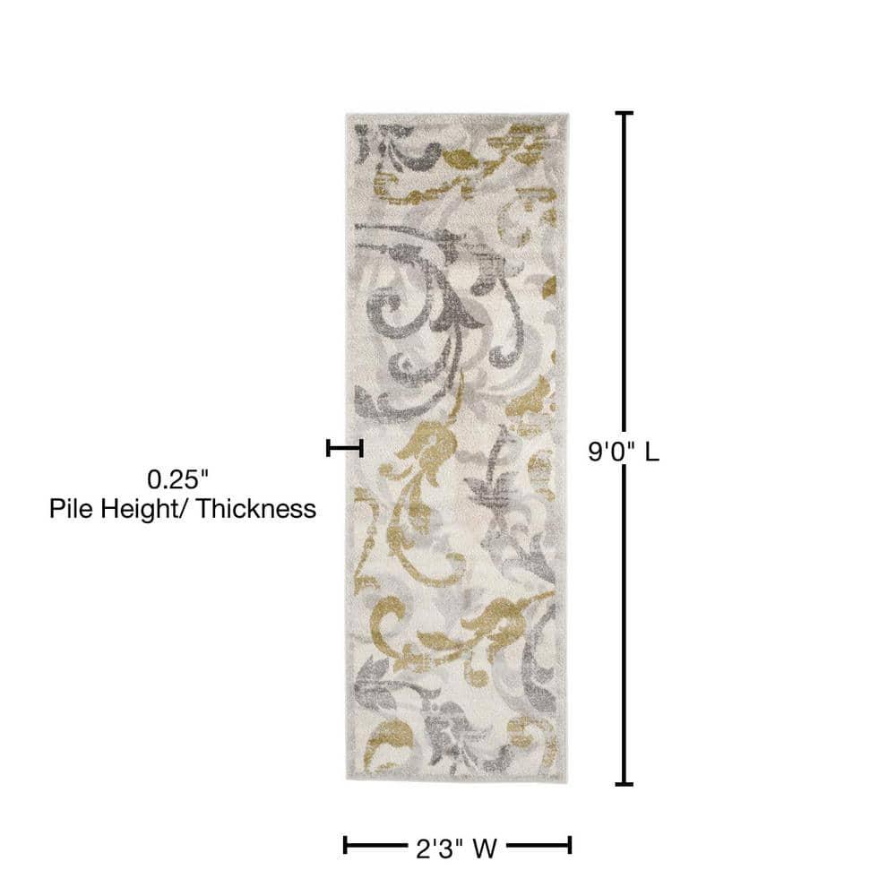 Amherst AMT428 Power Loomed Indoor Runner Rug - Ivory/Light Grey - 2'3"x9' - Safavieh