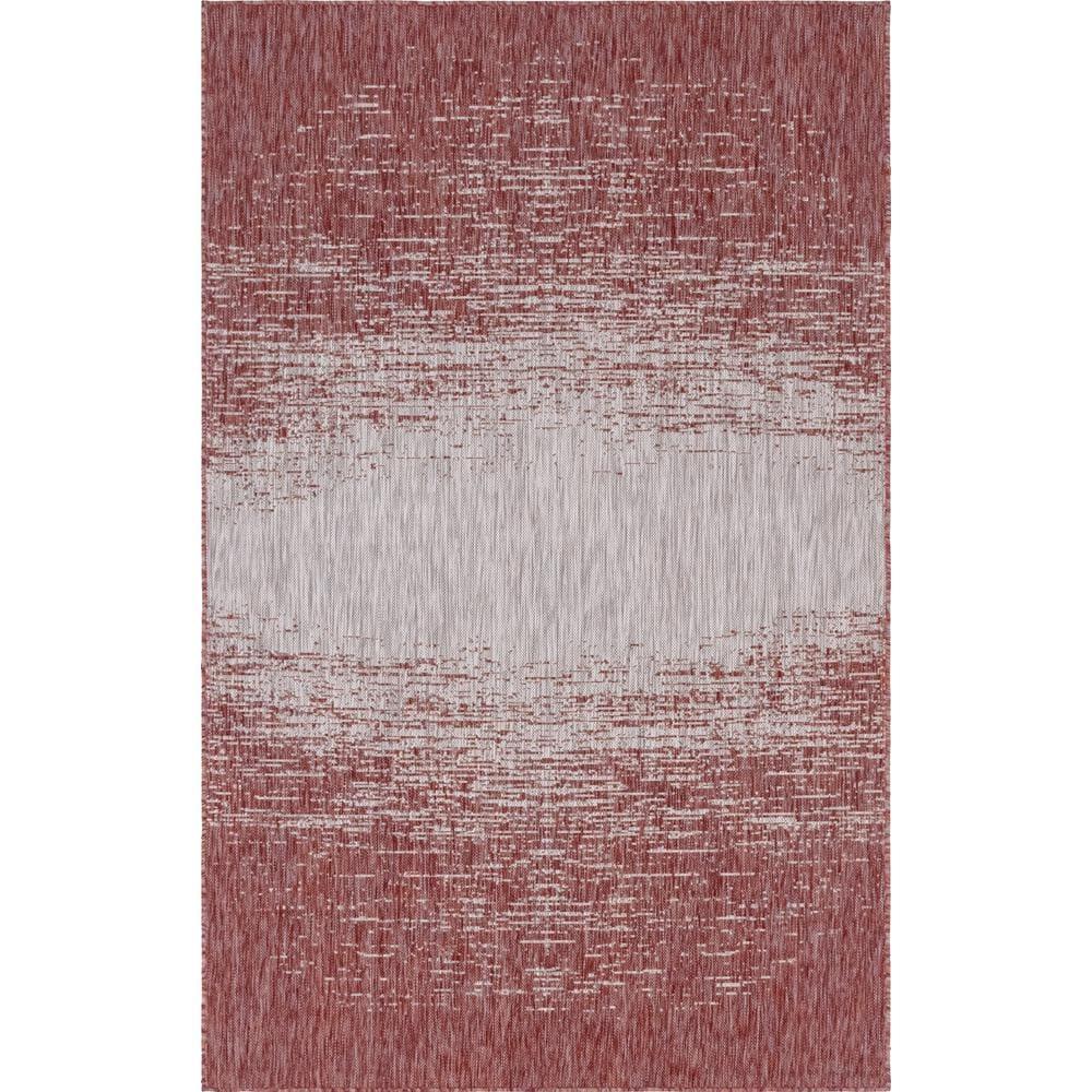 Unique Loom 7' 1 x 10' 0 Rectangle Indoor/Outdoor Modern Rust Red Area Rug