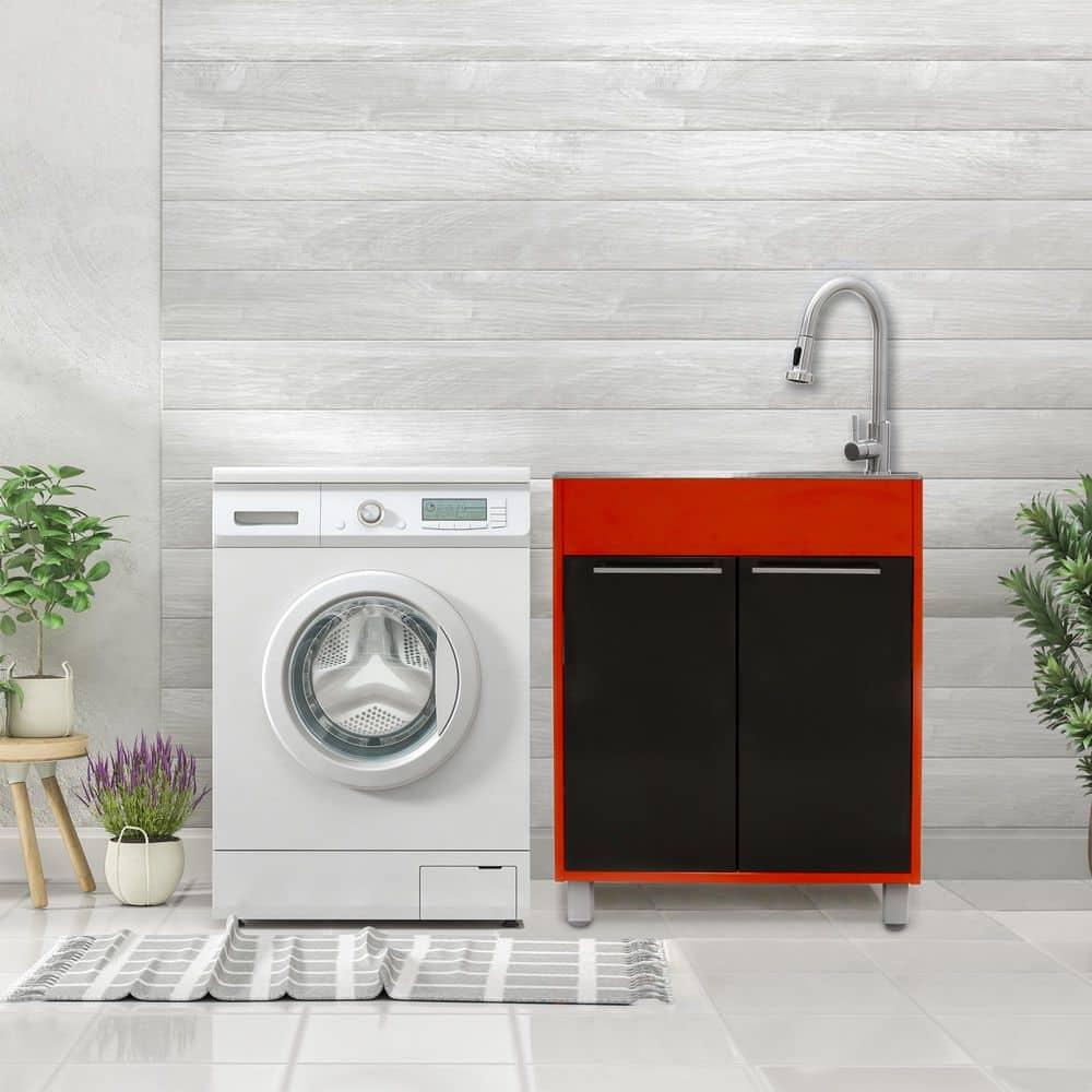 All-In-One 24.1" L x 21.3" W Free Standing Laundry Sink with Faucet