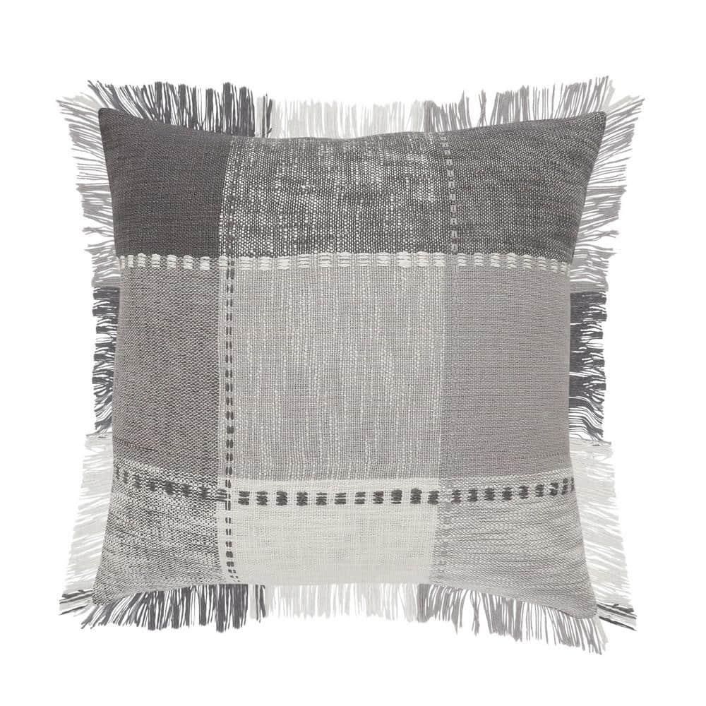 Woven Paths Charles Casual Cabin Fringed Throw Pillow, Patchwork, 20" x 20"