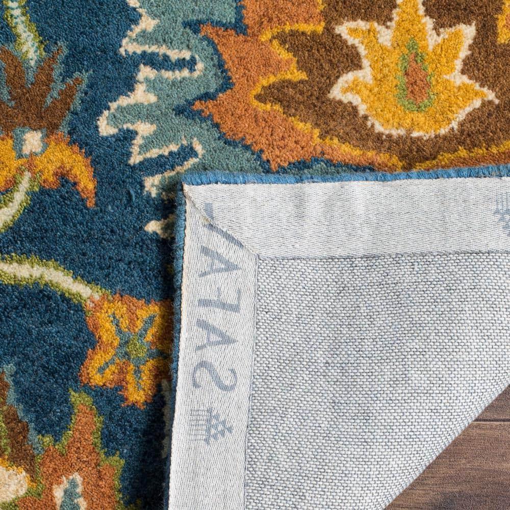 SAFAVIEH Heritage Sharla Floral Wool Area Rug, Navy, 6' x 6' Square