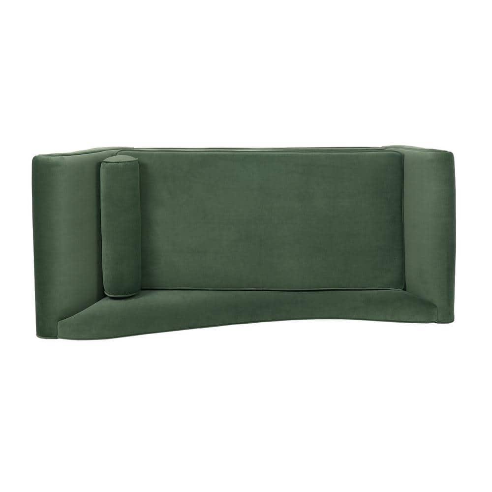 Noble House Xane Indoor Fabric Chaise Lounge With Bolster Pillow, Sage Green