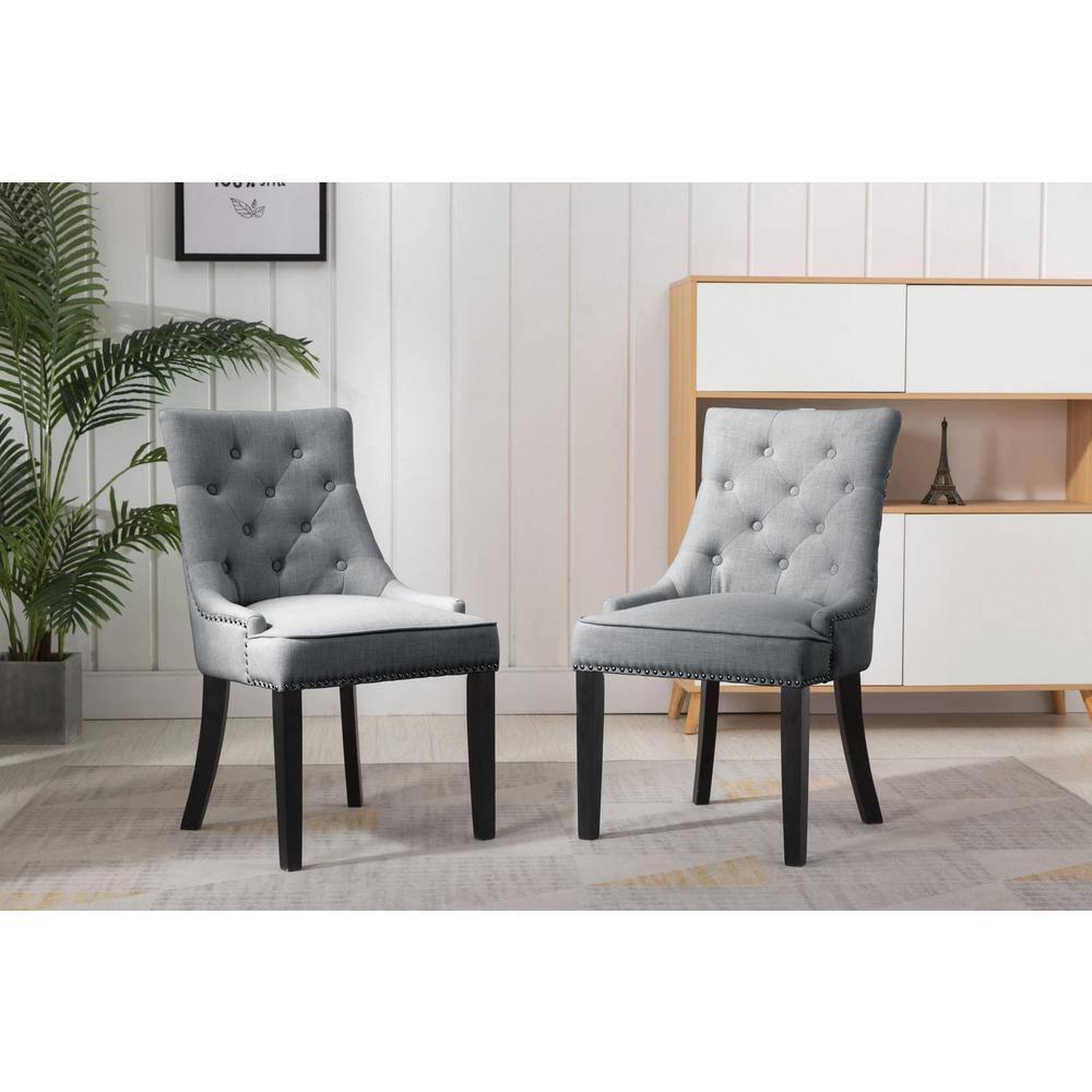 Christopher Knight Home Maggie Contemporary Tufted Armless Dining Chairs (Set of 2), Light Gray/Fabric