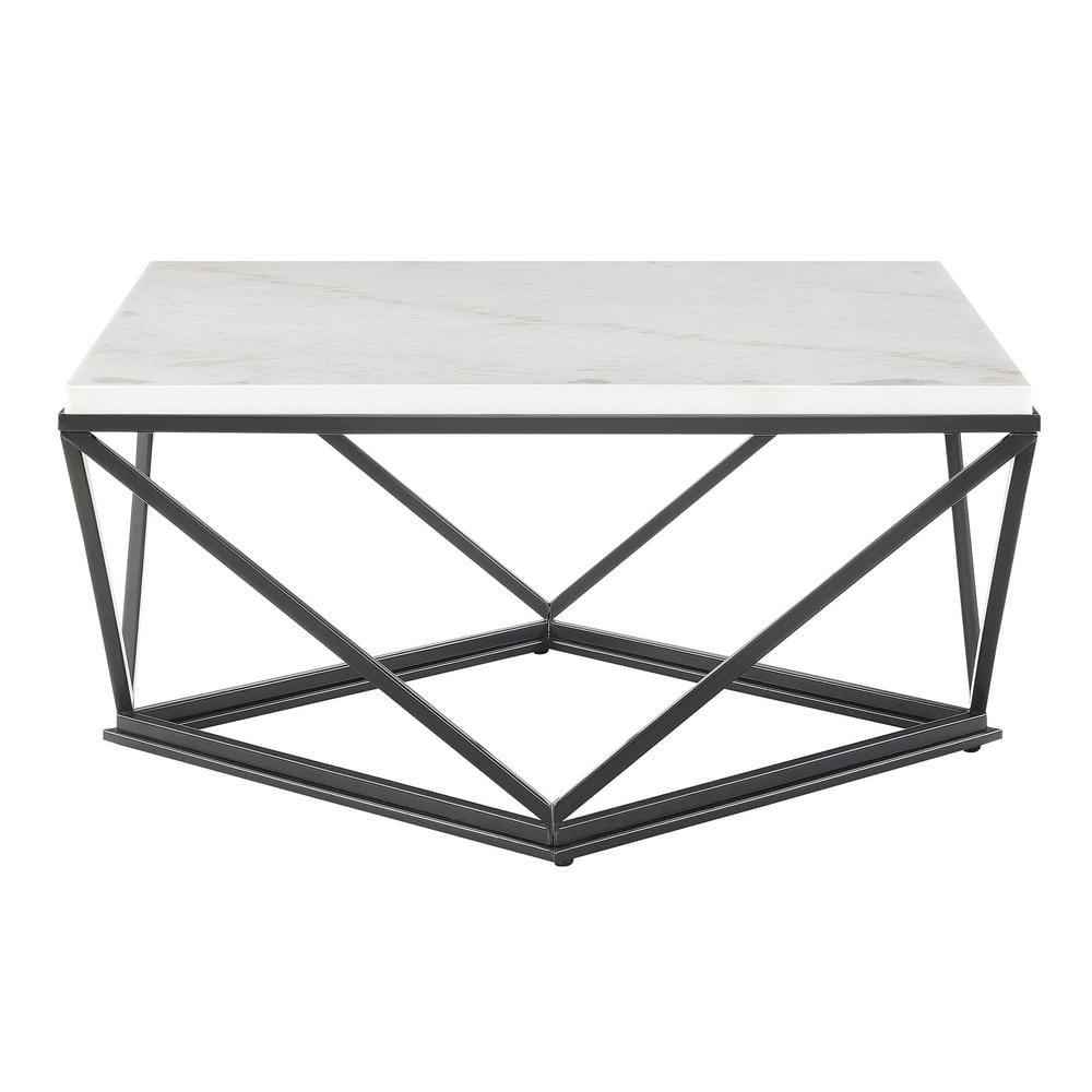 Picket House Furnishings Conner Square Marble Top Coffee Table in White/Black