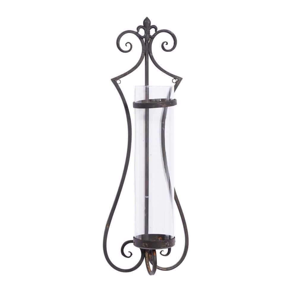 DecMode Black Metal Wall Sconce