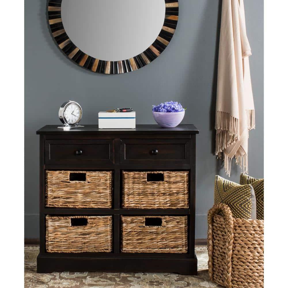 Herman Storage Unit with Wicker Baskets - Brown - Safavieh.