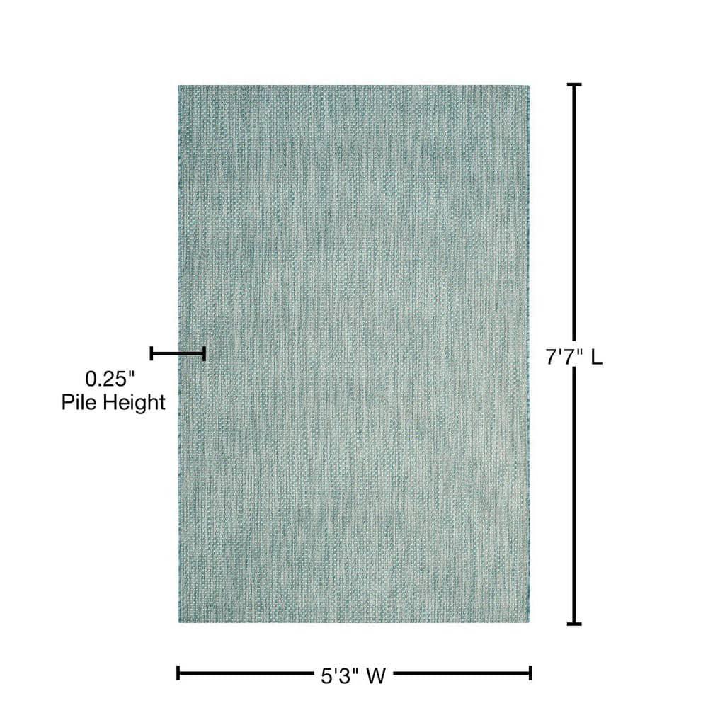 Courtyard CY8521 Power Loomed Indoor/Outdoor Area Rug - Aqua/Grey - 5'3"x7'7" - Safavieh.