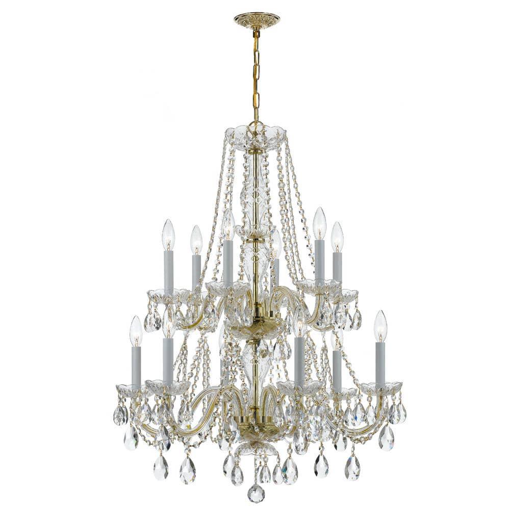 Crystorama Lighting Traditional Crystal 12 - Light Chandelier in  Polished Brass