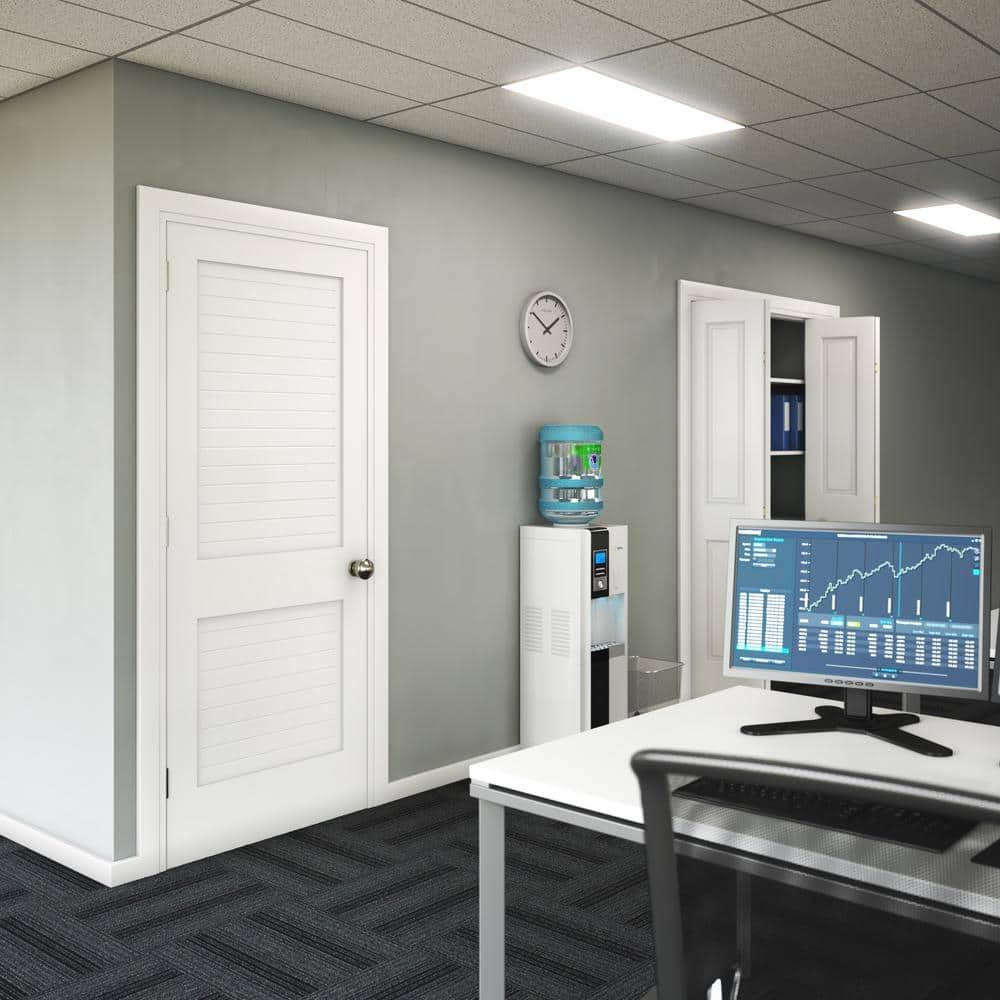 80'' Solid Wood Louvered Painted Slab Door