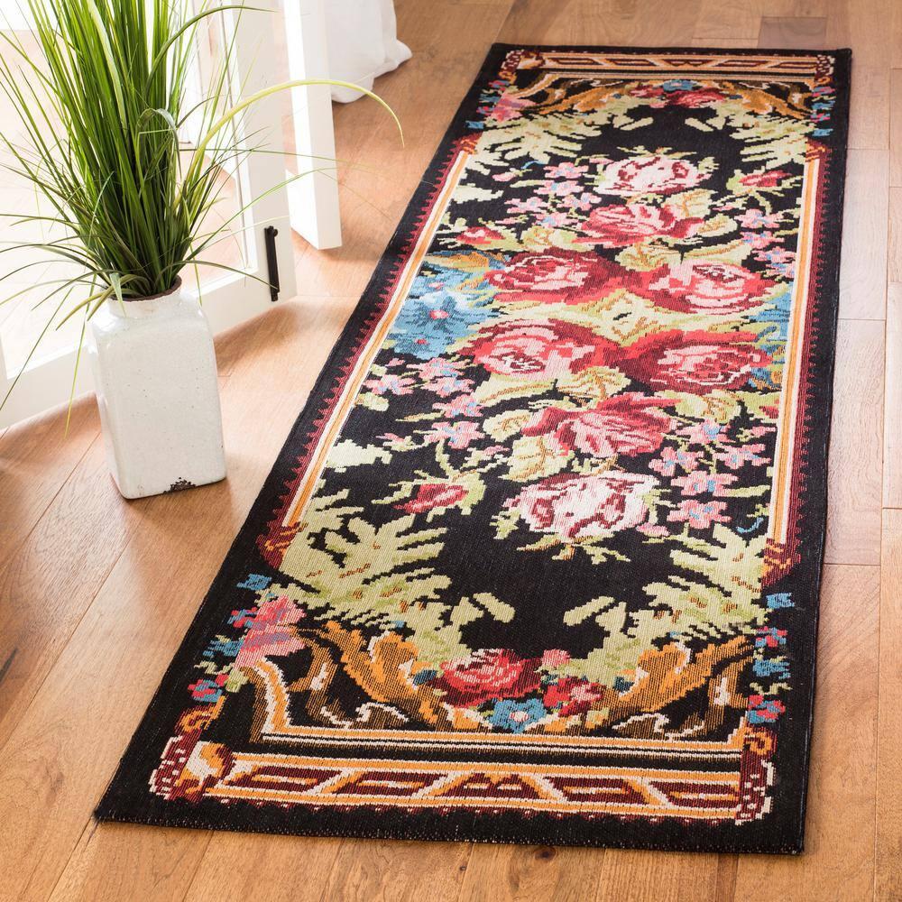 Classic Vintage CLV301 Power Loomed Runner Rug - Black/Multi - 2'3"x12' - Safavieh.