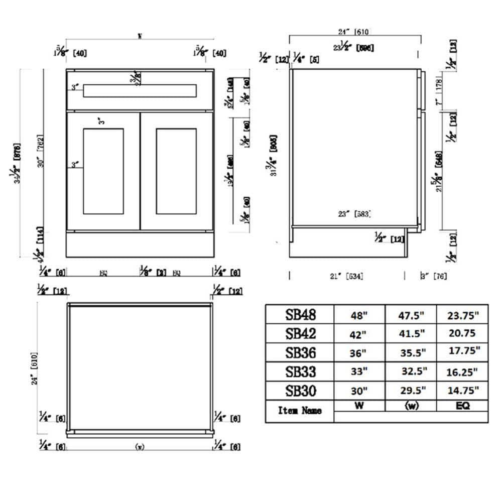 Design House 561514 Brookings Unassembled Shaker Sink Base Kitchen Cabinet 48x34.5x24, White
