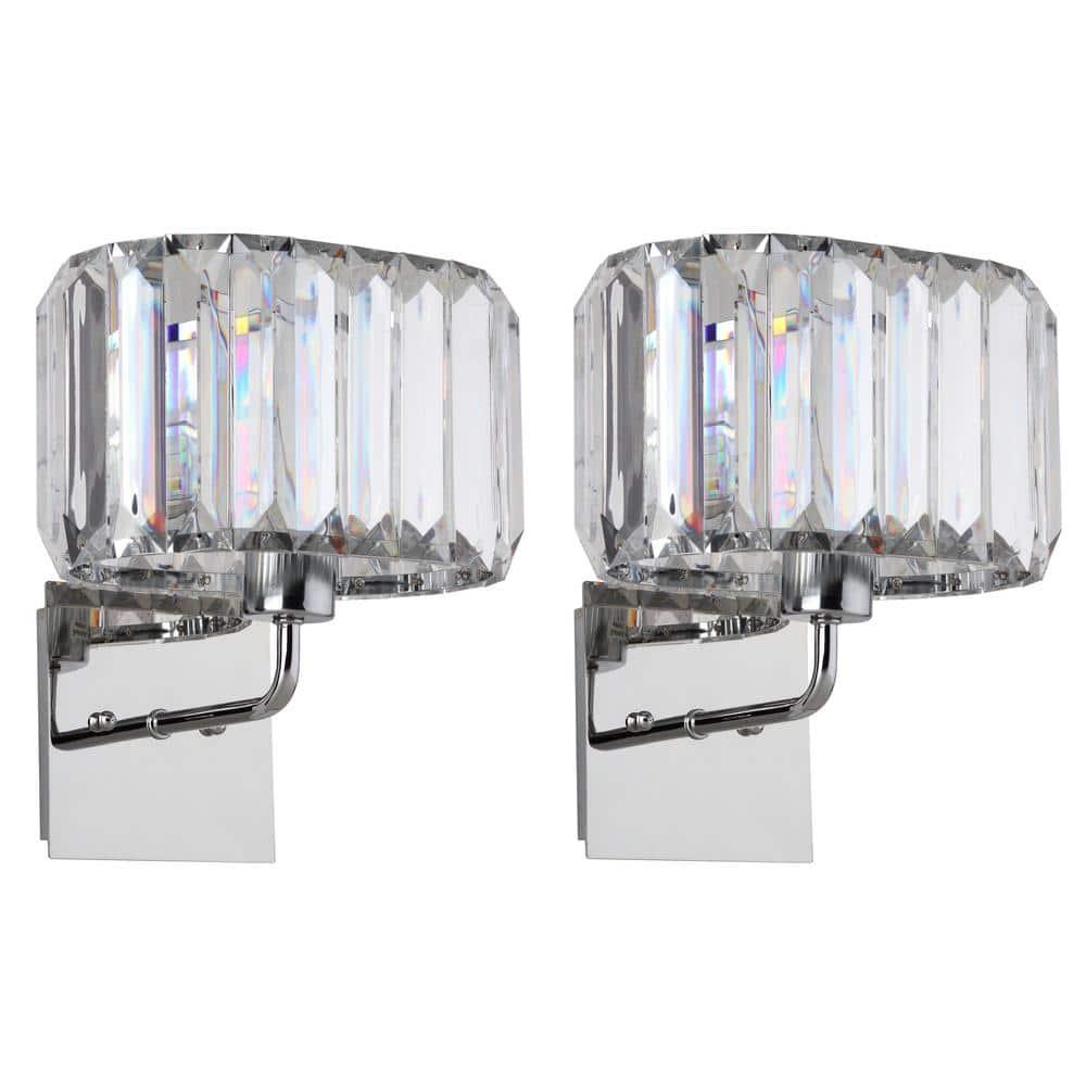 Athena Wall Lamp (Set of 2) - LIT4485 - Chrome - Safavieh