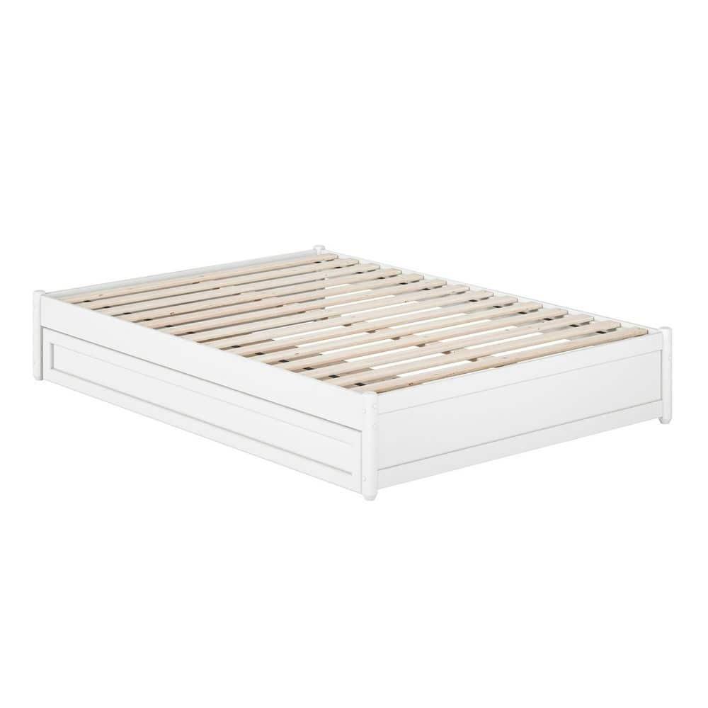 AFI Furnishings AFI Barcelona Full Solid Wood Panel Platform Bed with Twin Trundle in White