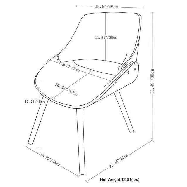 Simpli Home Malden Upholstered Dining Chair with Ergonomic Solid Wood Frame and Mid-Century Modern Style
