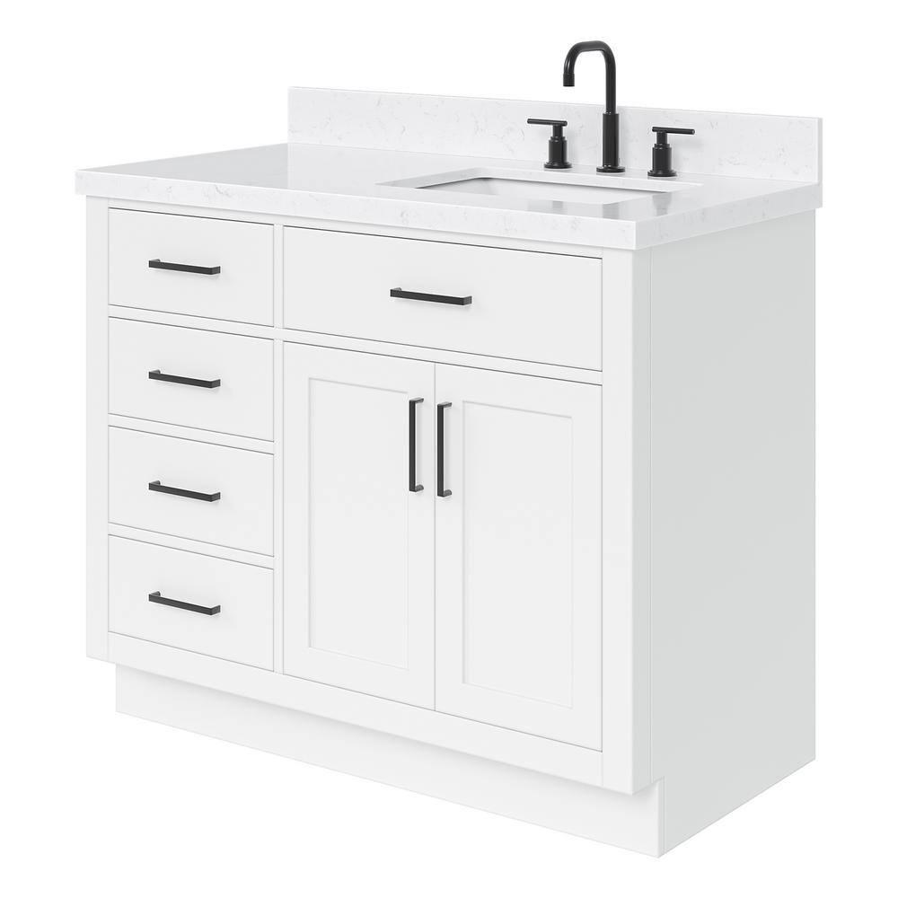 Ariel T042srcqrvo Hepburn 42" Free Standing Single Basin Vanity Set - White
