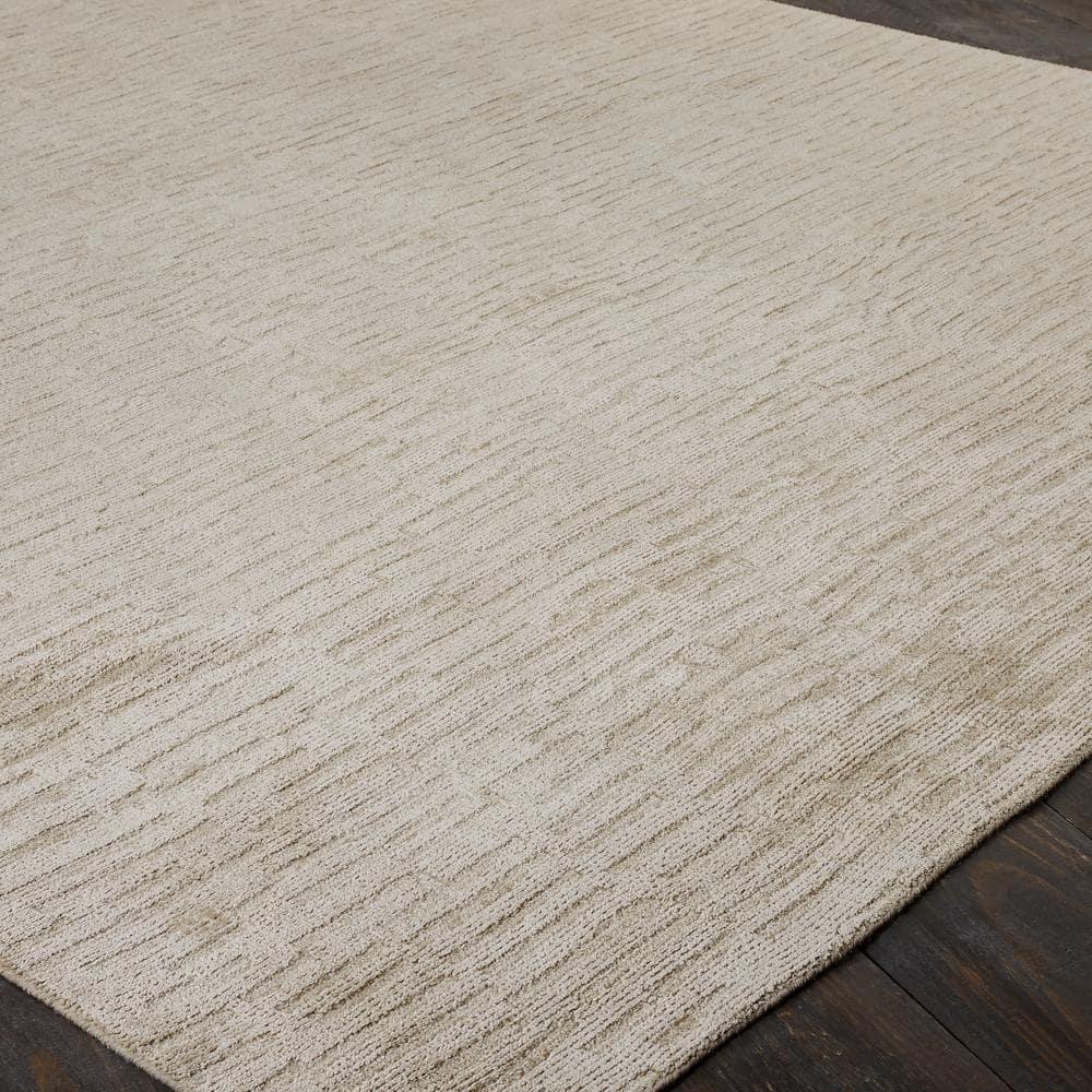 Handmade Linear Pattern Area Rug Linen 3'6" x 5'6" 4' x 6'