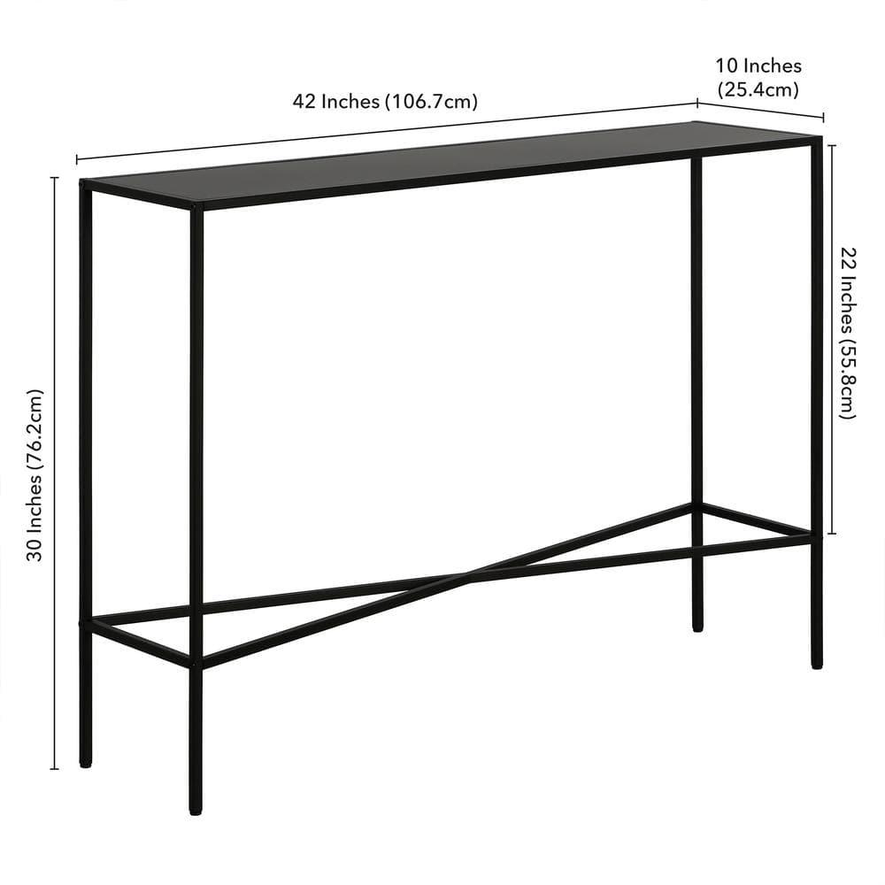 Evelyn&Zoe Henley 42" Wide Rectangular Console Table with Metal Top, Blackened Bronze