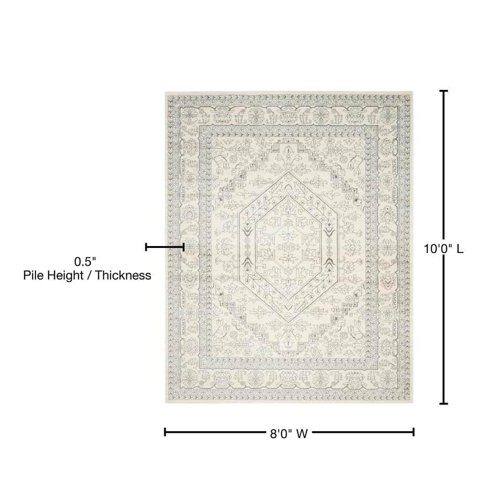 Adirondack ADR108 Power Loomed Area Rug - Ivory/Silver - 8'x10' - Safavieh.