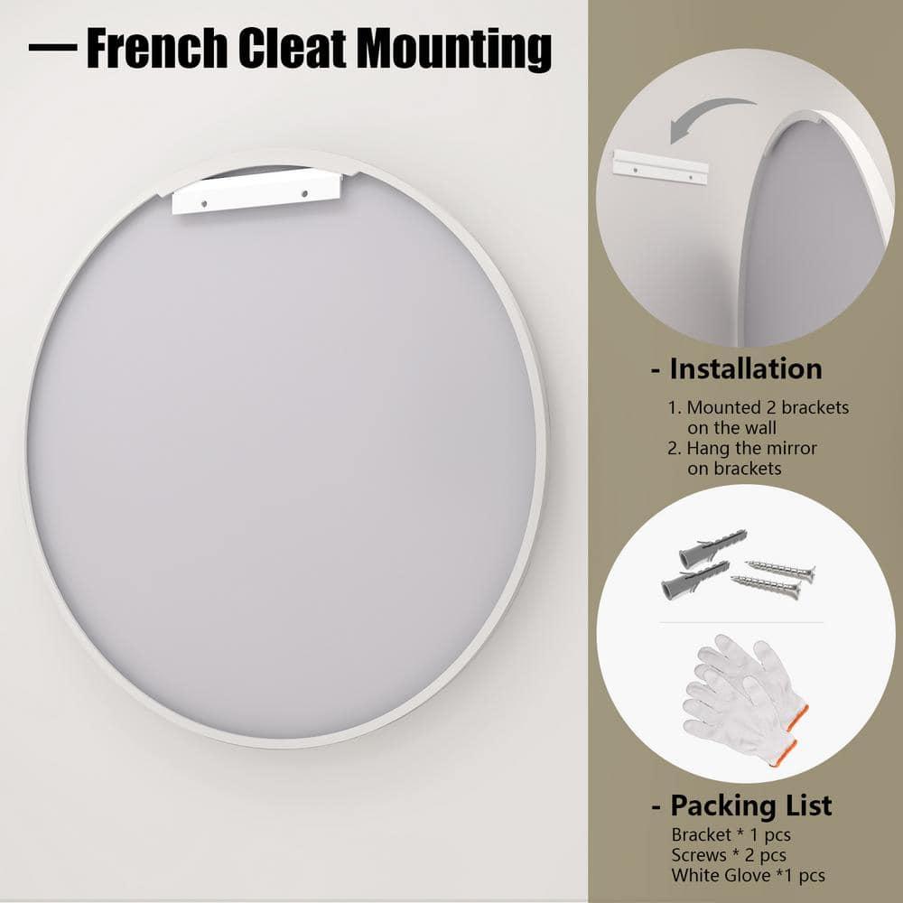 Amara Round High Quality Aluminum Alloy Framed French Cleat Mounted Wall Decor Bathroom Vanity Mirror with 5-Year Warranty