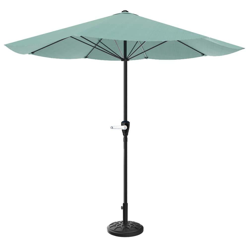 Pure Garden 9-ft Steel Green No-tilt Market Patio Umbrella with Base