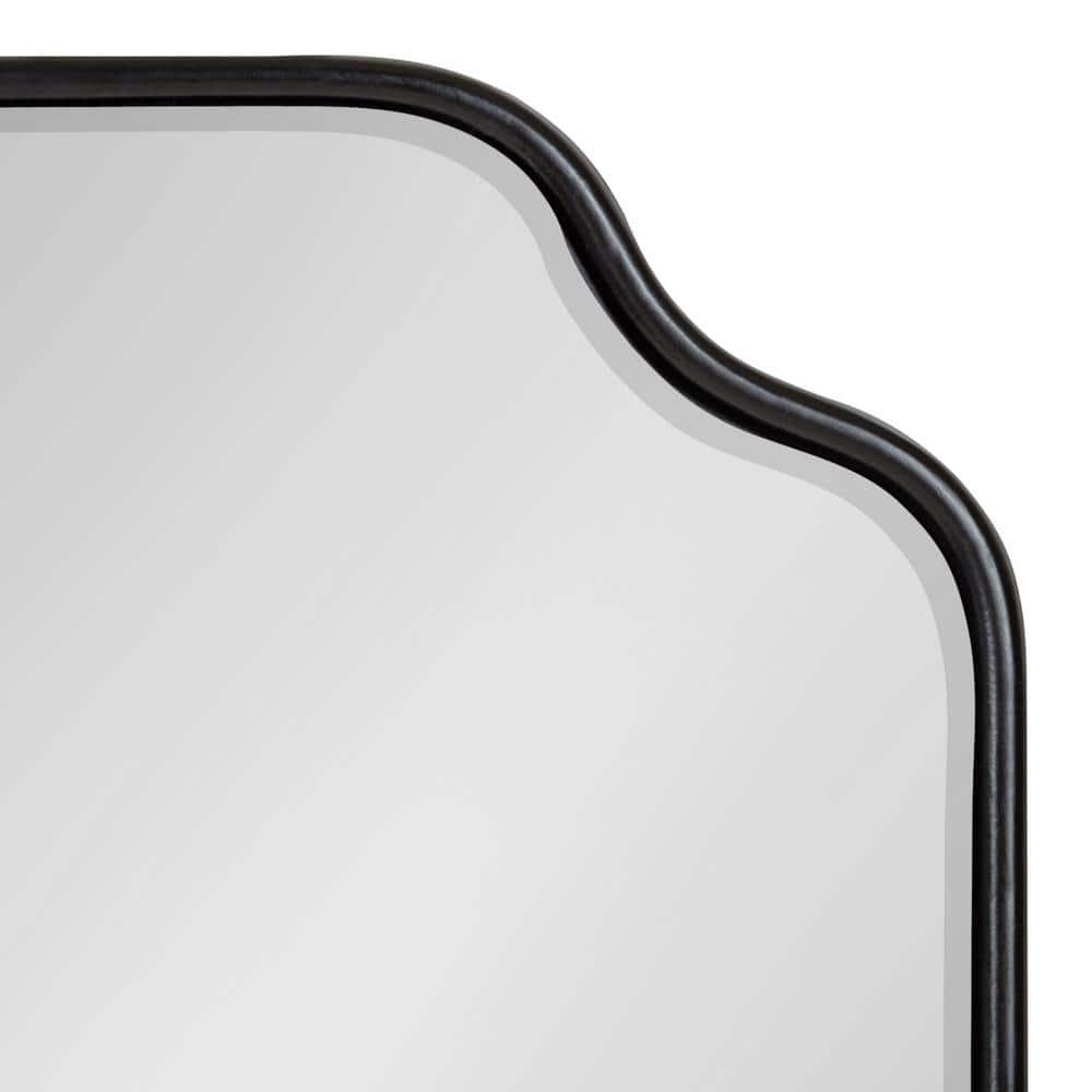 Kate and Laurel Plumley Glam Scalloped Wall Mirror, 18 x 24, Black, Transitional Mirror Wall Decor