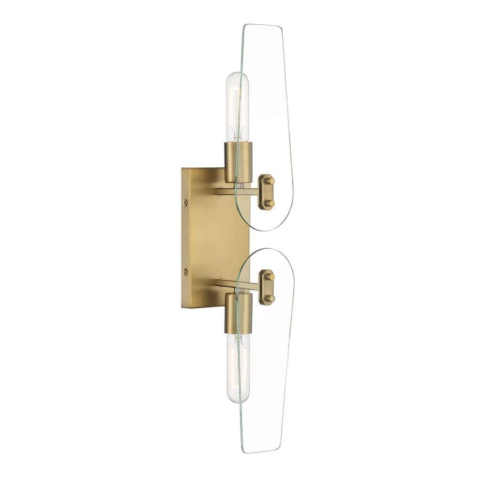 Designers Fountain Bergen Beach 2 Light Brushed Gold Wall Sconce Light, D256M-2WS-BG