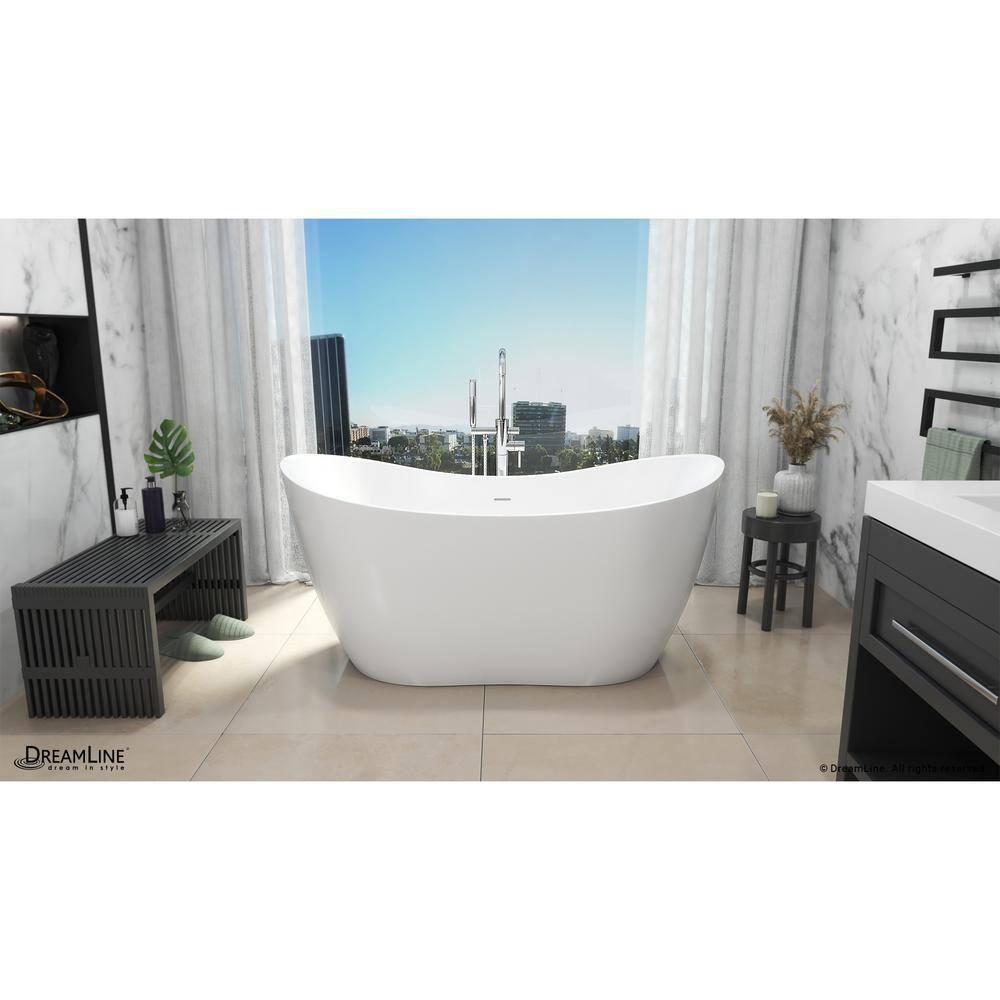 DreamLine BTNL2863XC01 Nile 63 in. L x 28-3/8 in. W x 28-3/8 in. H Freestanding Acrylic Bathtub