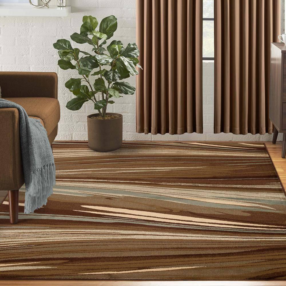 Superior Modern, Contemporary, Transitional Multi-Colored Wavy Line Area Rug, 8' x 10'