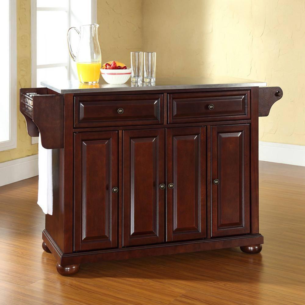 Crosley Furniture Alexandria Wood Kitchen Island in Mahogany