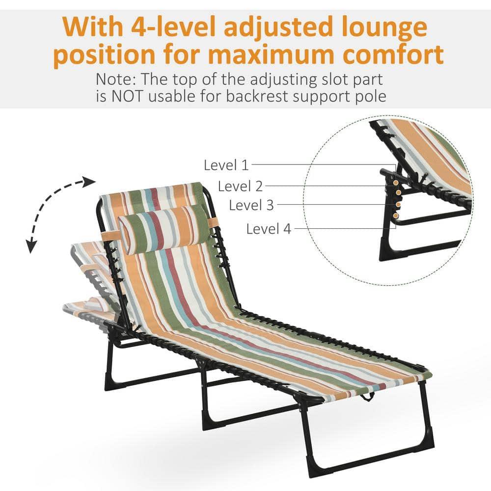 Sol 72 Outdoor™ Sherlyn 4-Level Adjustable Folding Beach Bed Reclining Lounger Cot Lightweight Portable Camping Hiking Backyard Outdoor Recliner Seat