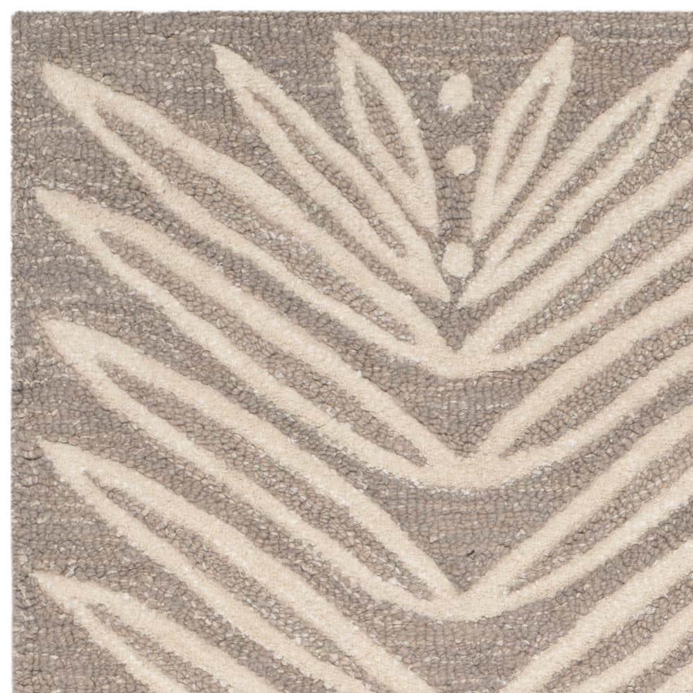 Martha Stewart Chevron Leaves - MSR3612 - Indoor Hand Tufted Area Rugs - Chamois Beige - 5'x8'