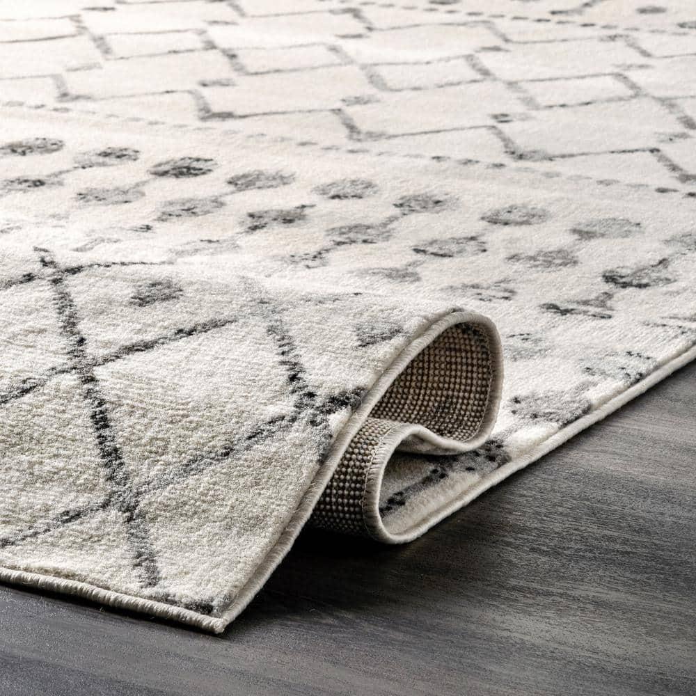 Nuloom 7x9 Zola Geometric Moroccan Indoor Area Rug, Grey, Faded Bohemian Design, Stain Resistant, BedroomLiving Room, Kitchen,