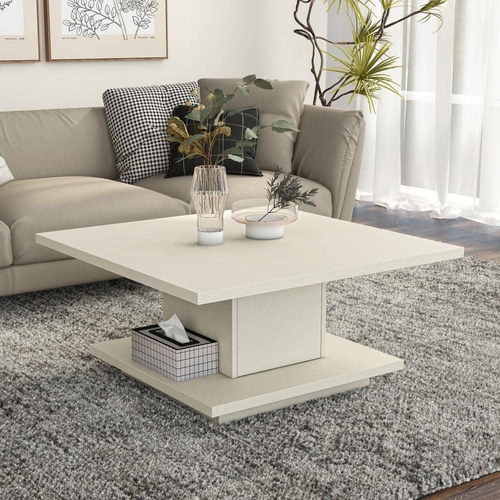 24/7 Shop At Home Traci 31" Square Coffee Table: Modern Design, Pedestal Base, MDF & Veneer